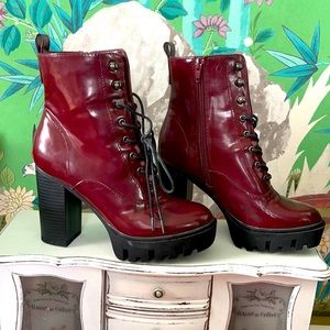 Forever 21 Oxblood Bordeaux Chunky Heeled Boots